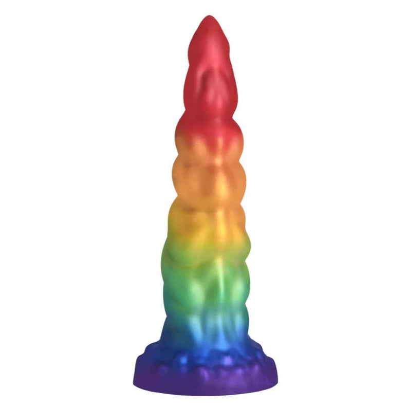 XR Creature Cocks Magic Rider rainbow tapered unicorn horn silicone fantasy dildo front