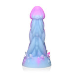 XR Brands Creature Cocks Nomura Jellyfish shaped, pink, purple and blue fantasy silicone dildo back 