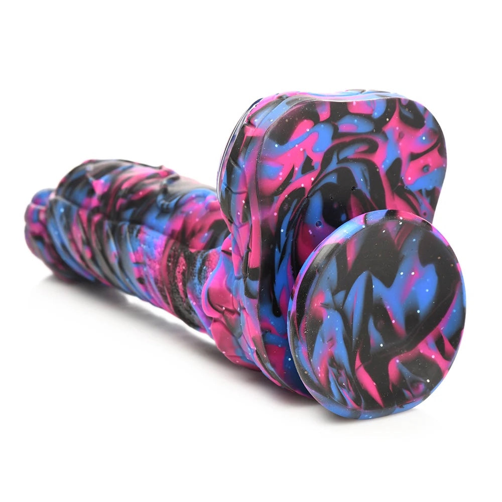 XR Brands Creature Cocks Alienoid Pink, black, blue and glitter silicone fantasy dildo with eye balls for testes bottom with suction cup 