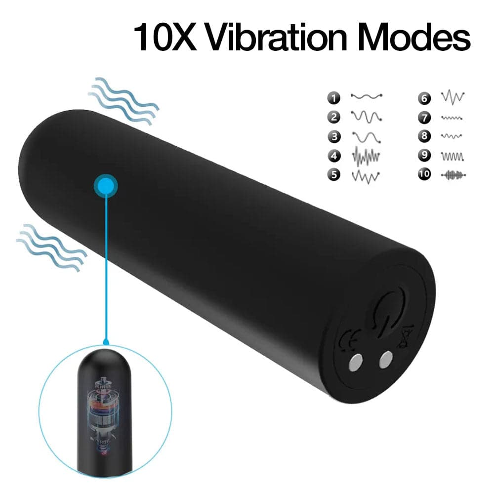 10X Black Bullet Vibe - Magnetic Rechargeable - RodeoH