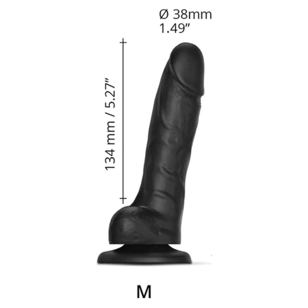5.25" Strap-On-Me Sliding Skin Dual Density Dildo - Black - Medium - RodeoH