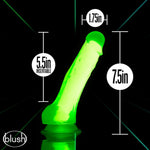 5.5" Neo Elite Glow in the Dark Silicone Dual Density Dildo - Green - RodeoH