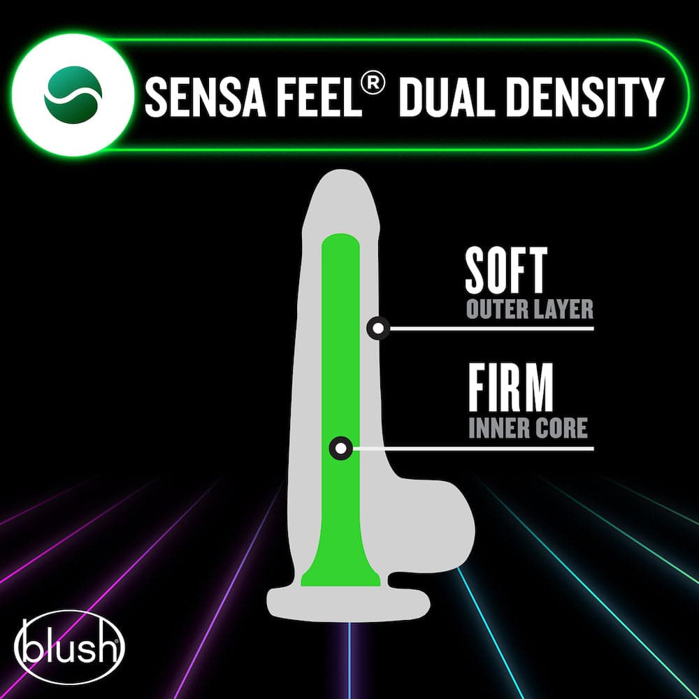 5.5" Neo Elite Glow in the Dark Silicone Dual Density Dildo - Green - RodeoH