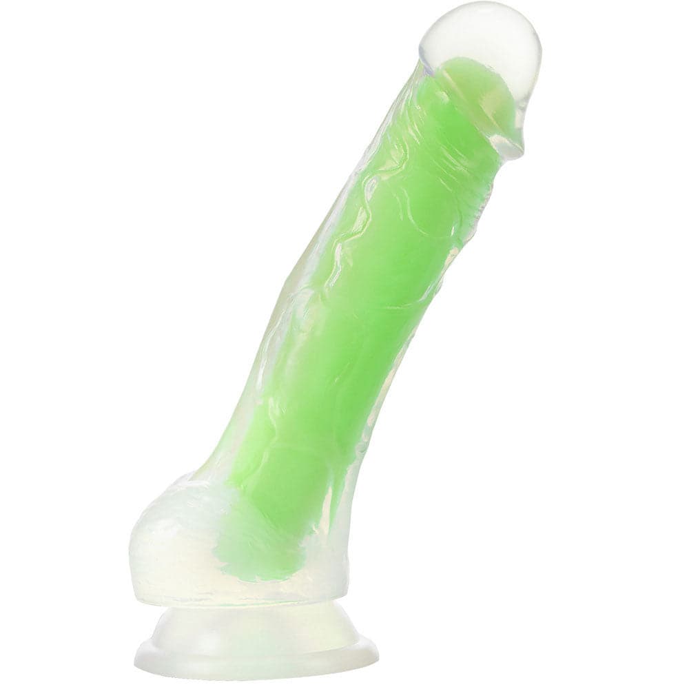 5.5" Neo Elite Glow in the Dark Silicone Dual Density Dildo - Green - RodeoH