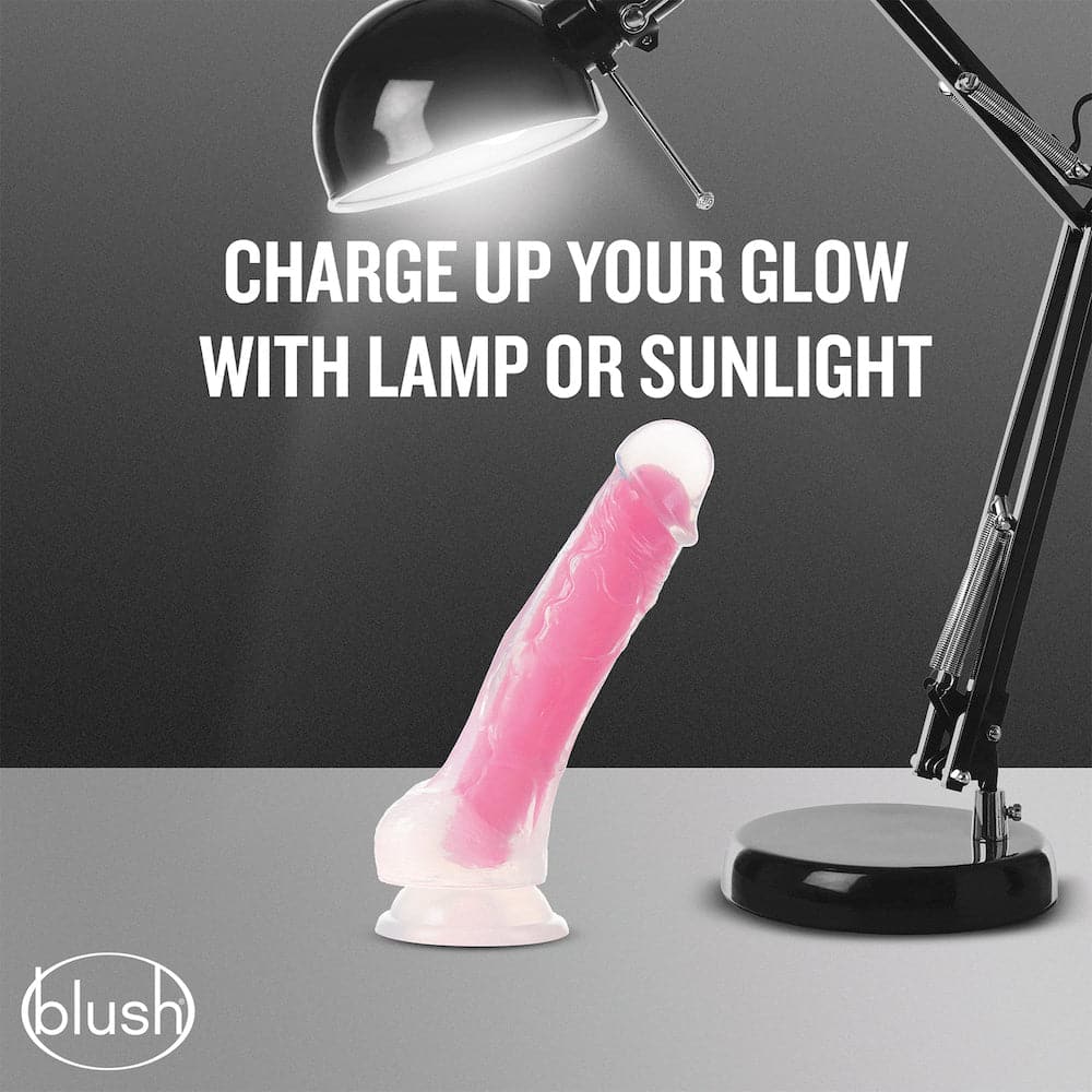 5.5" Neo Elite Glow in the Dark Silicone Dual Density Dildo - Pink - RodeoH