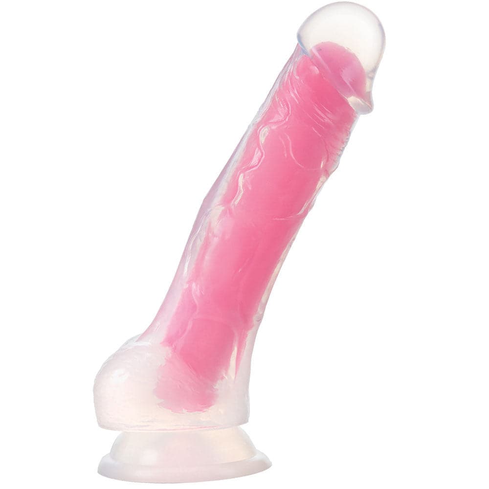 5.5" Neo Elite Glow in the Dark Silicone Dual Density Dildo - Pink - RodeoH