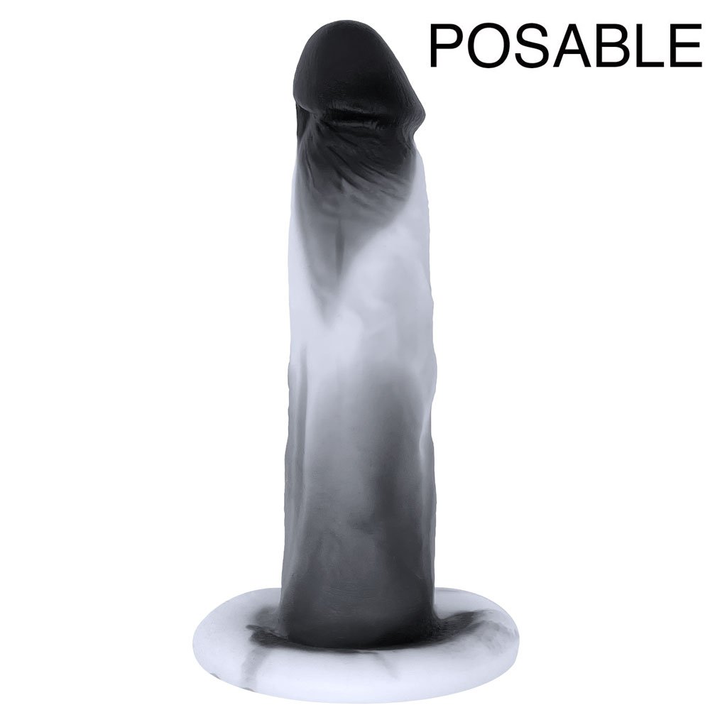 6" SoReal Colors Collection - Posable Dual Density Silicone Dildo - Black Sky - RodeoH