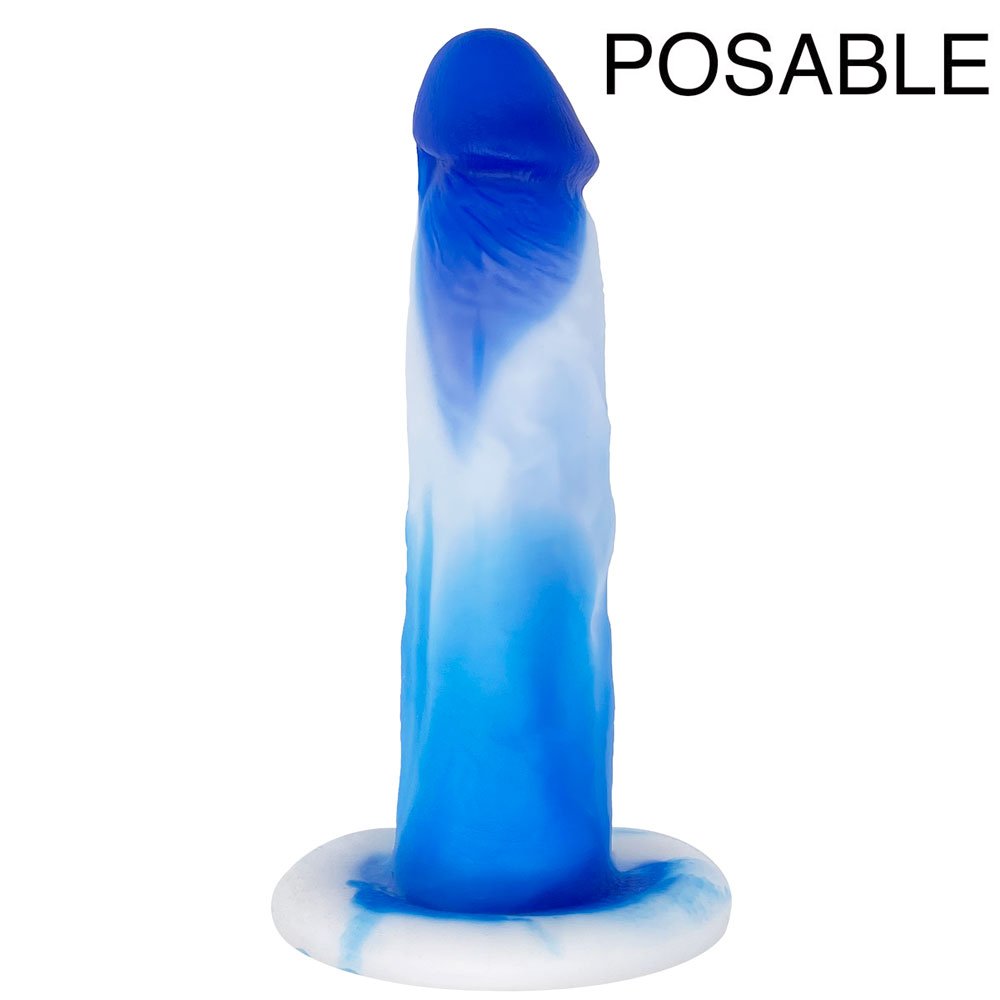 6" SoReal Colors Collection - Posable Dual Density Silicone Dildo - Blue Sky - RodeoH