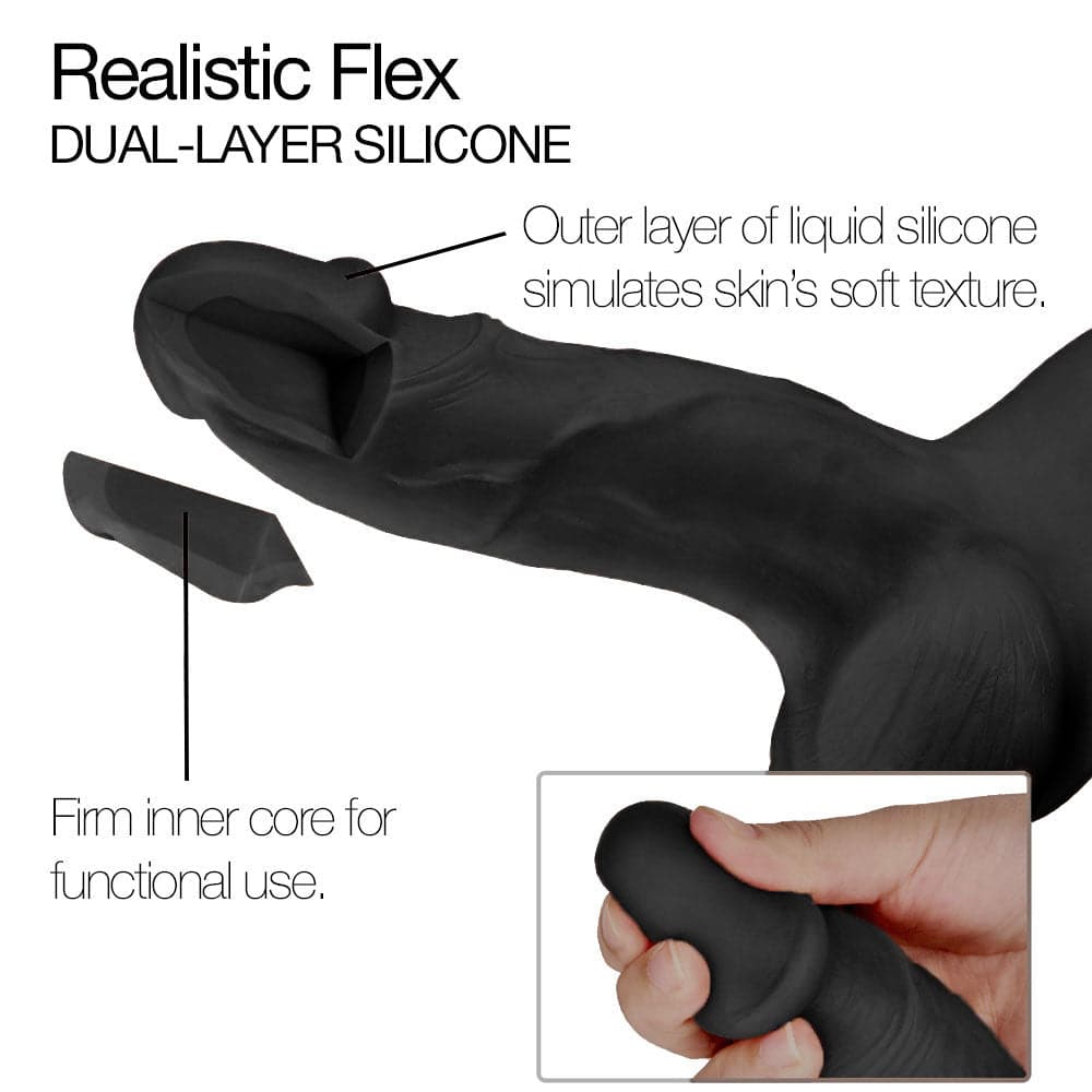 6.7" Flex Silicone Dildo - Black - RodeoH