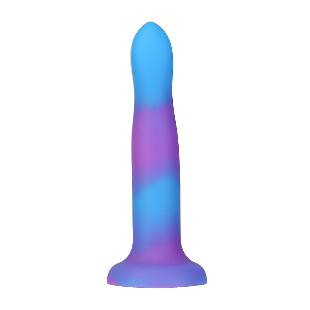7" Rave Glow in the Dark Posable Silicone Dildo - Purple and Blue - RodeoH