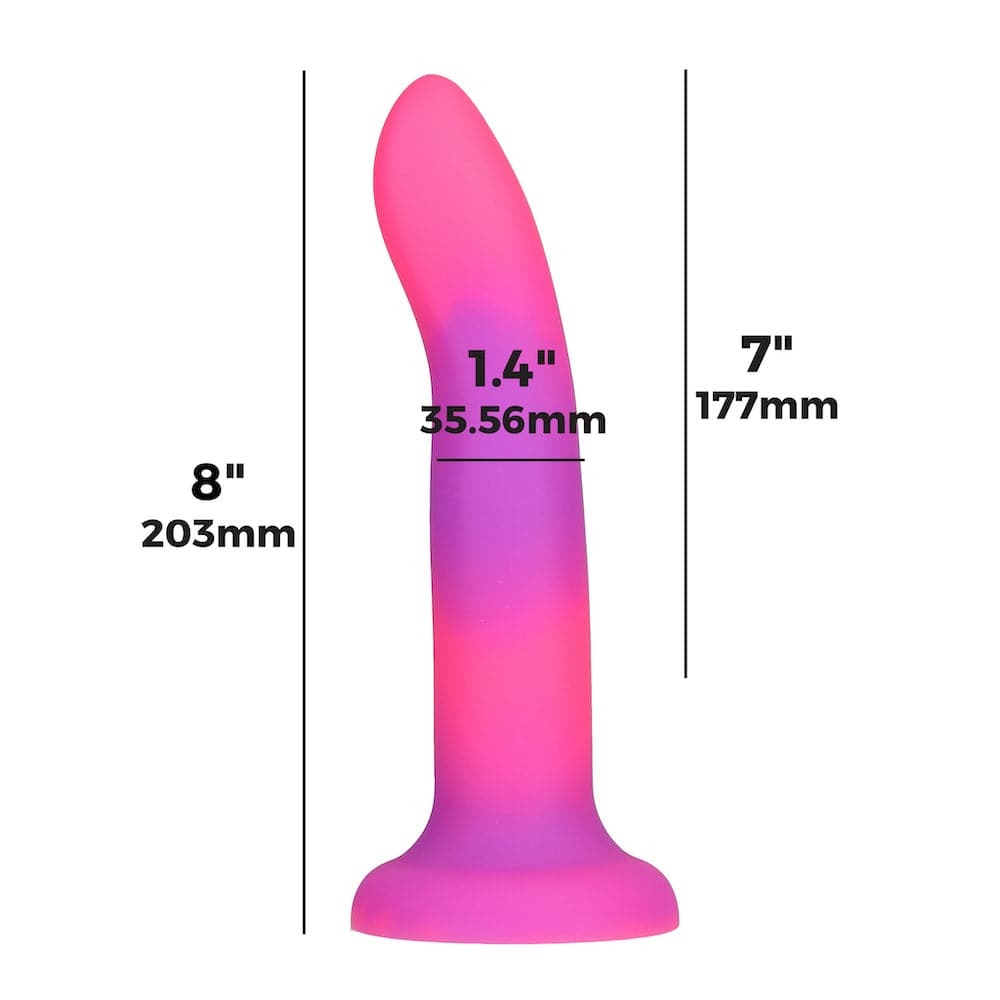 7" Rave Glow in the Dark Posable Silicone Dildo - Purple and Pink - RodeoH