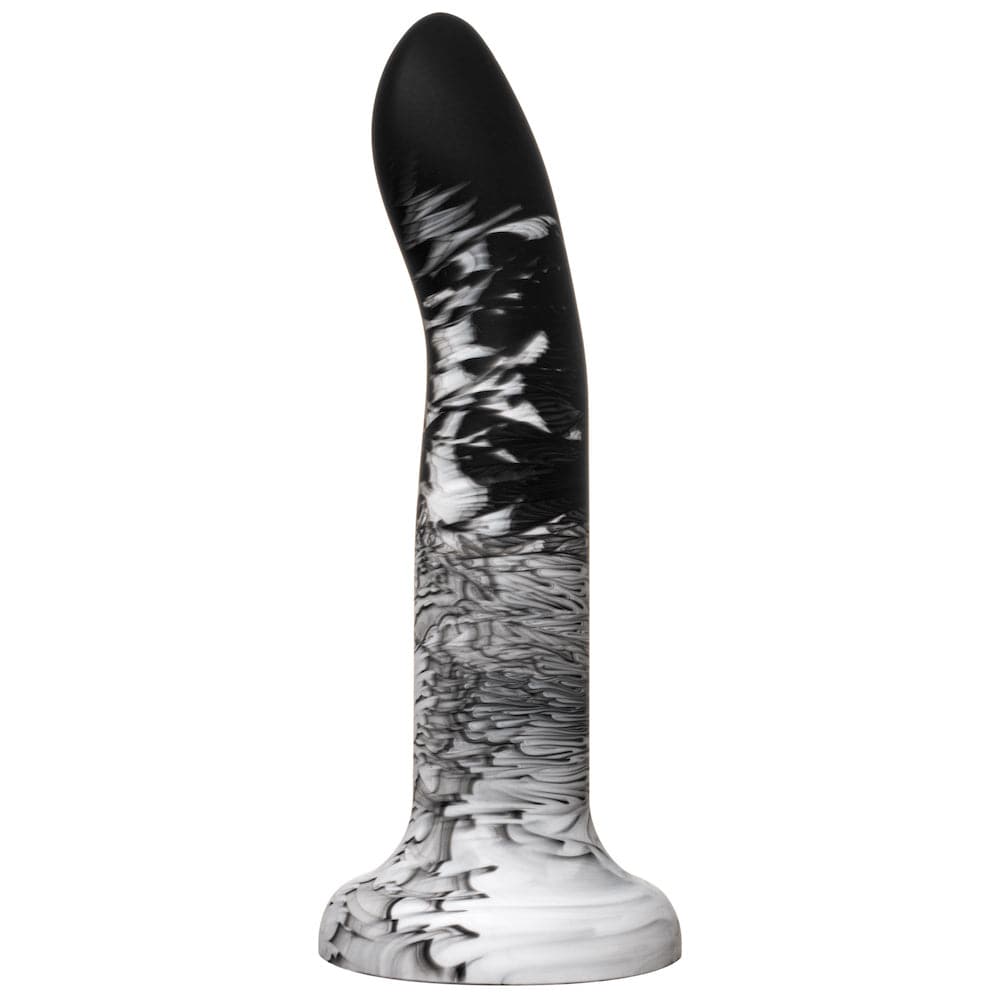 7" Rory Flurry Swirl Silicone Dildo - Black and White - RodeoH
