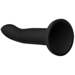 7" Rory Silicone Dildo - Matte Black - laid over to expose the bottom suction cup base
