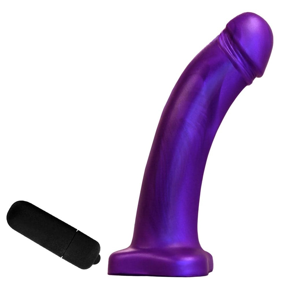 7" Series Silicone Dildo With Vibe - Violet Pearlescent - RodeoH