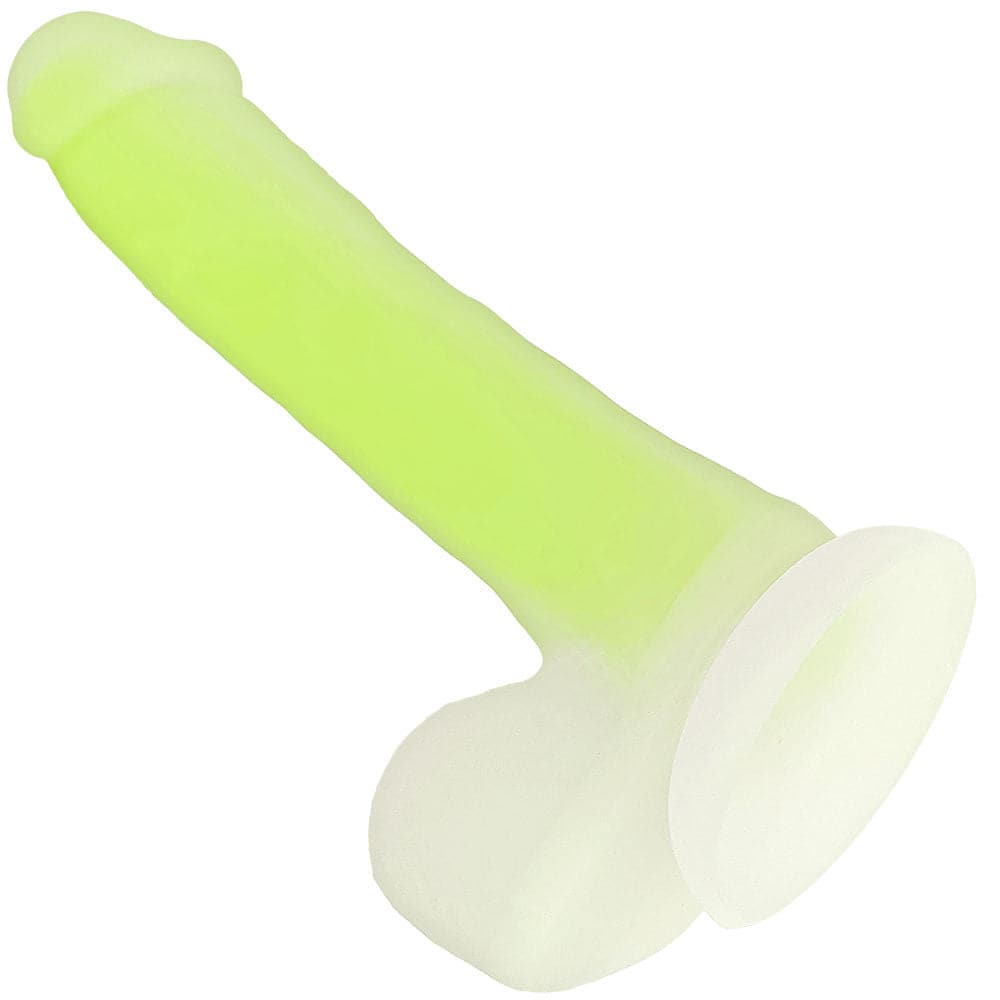 7.5" Glo-Fi - Glow in the Dark Silicone Dual Density Dildo - Green - RodeoH