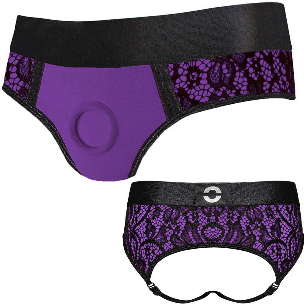 Pegging Kit - Purple Cheeky Open Back Panty and 5" Anal Dildo - PACKAGE DEAL