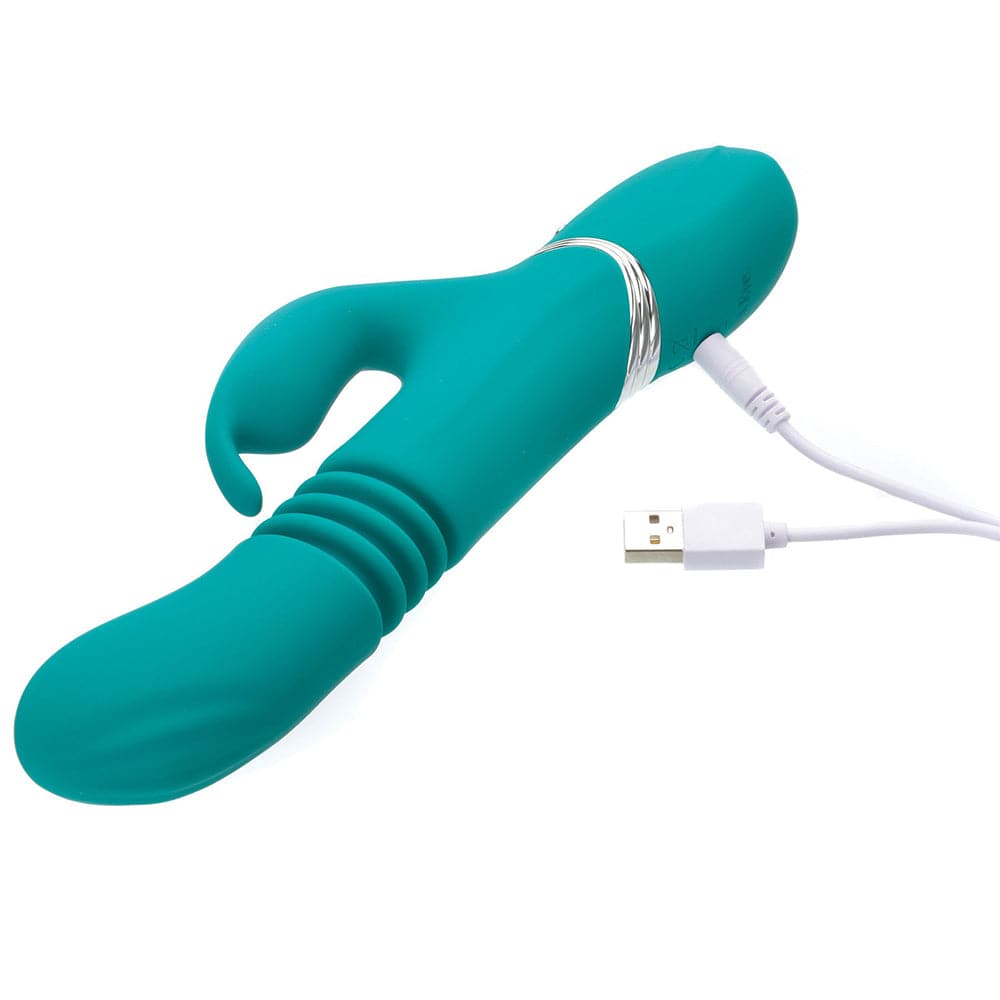 Adam & Eve Eve's Rechargeable Thrusting Rabbit - Teal - RodeoH