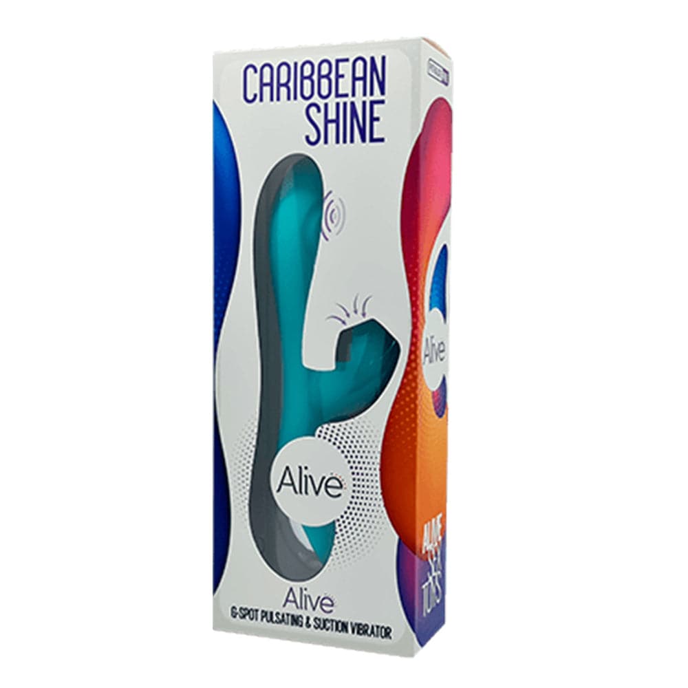 Alive Caribbean Shine Rechargeable Silicone Rabbit Vibrator - Blue - RodeoH
