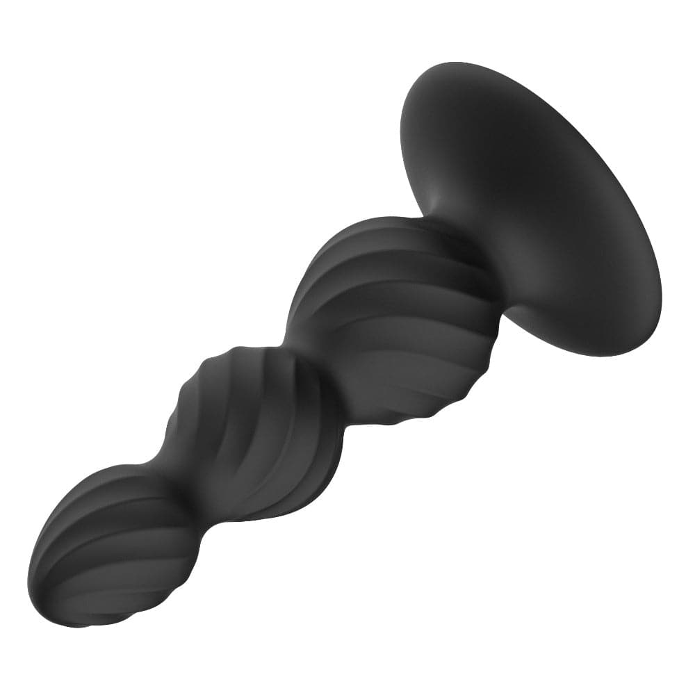 B-Plug Silicone Swirl Butt Plug - Triple Bead - Black - RodeoH
