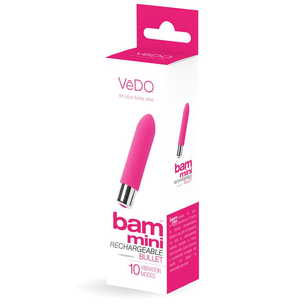Bam Mini Silicone Bullet Vibe - Rechargeable - Hot Pink - RodeoH