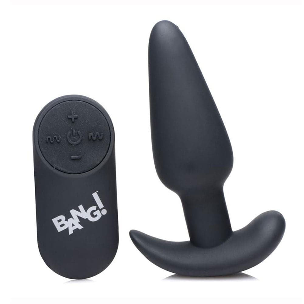 Bang! 21x Vibrating Silicone Rechargeable Butt Plug - Remote Control - Black - RodeoH