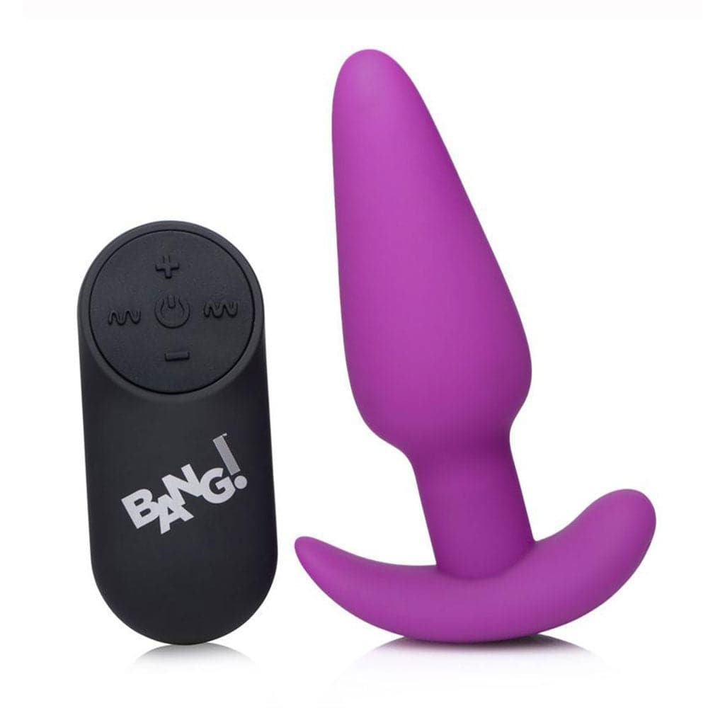Bang! 21x Vibrating Silicone Rechargeable Butt Plug - Remote Control - Purple - RodeoH