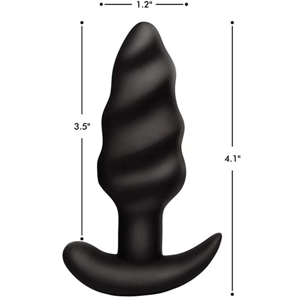 Bang! 21x Vibrating Silicone Rechargeable Swirl Butt Plug - Remote Control - Black - RodeoH