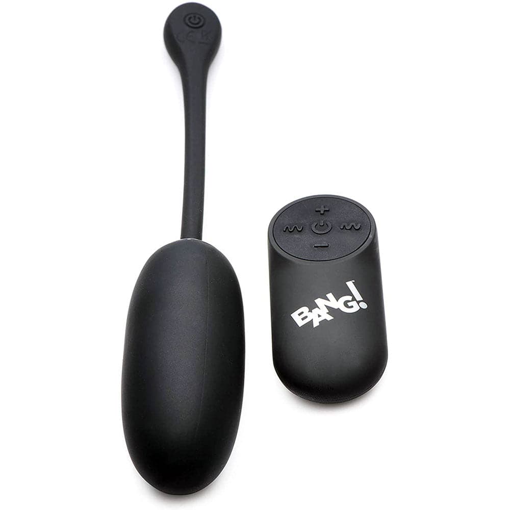 BANG! 28X Plush Silicone Rechargeable Egg - Remote Control - Black - RodeoH