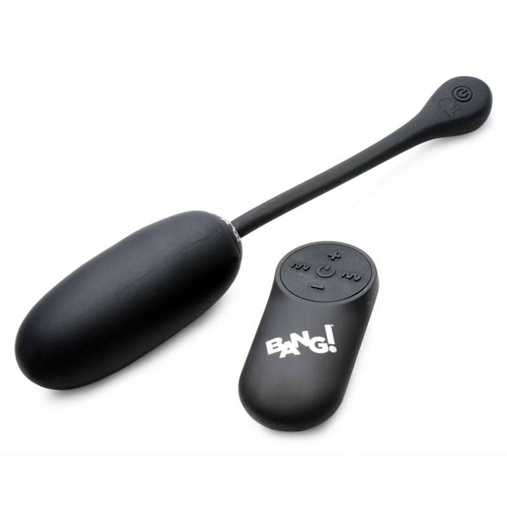 BANG! 28X Plush Silicone Rechargeable Egg - Remote Control - Black - RodeoH