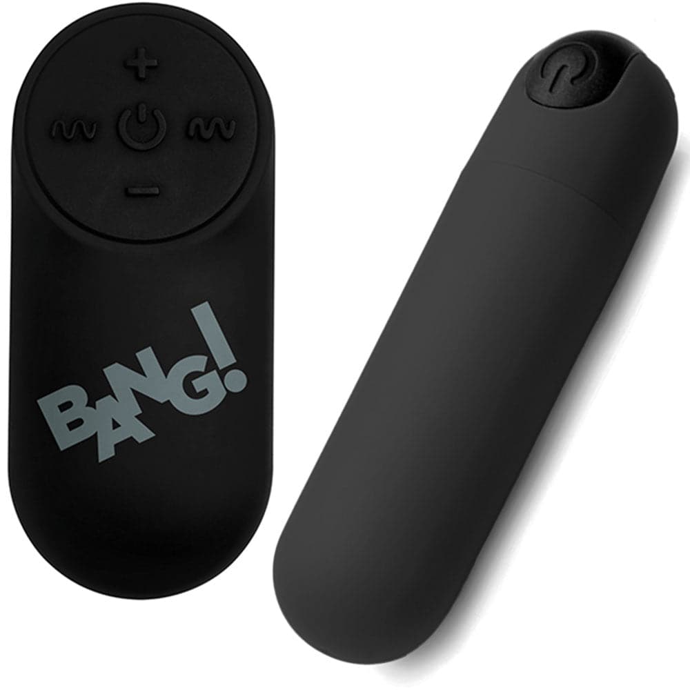 Bang! Vibrating Silicone Rechargeable Bullet - Remote Control - Black - RodeoH