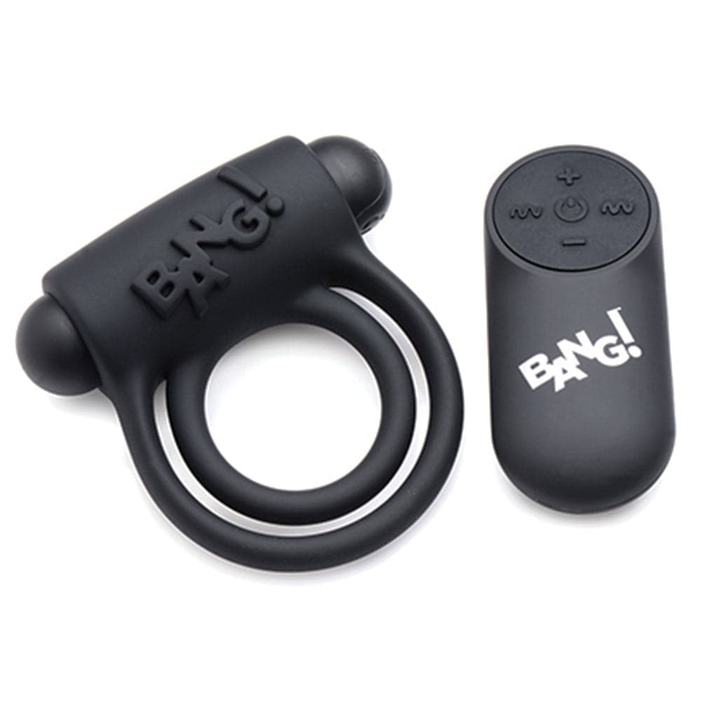 Bang! Vibrating Silicone Rechargeable C-Ring - Remote Control - Black - RodeoH