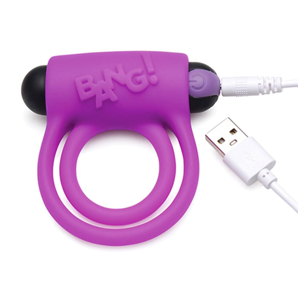 Bang! Vibrating Silicone Rechargeable C-Ring - Remote Control - Purple - RodeoH
