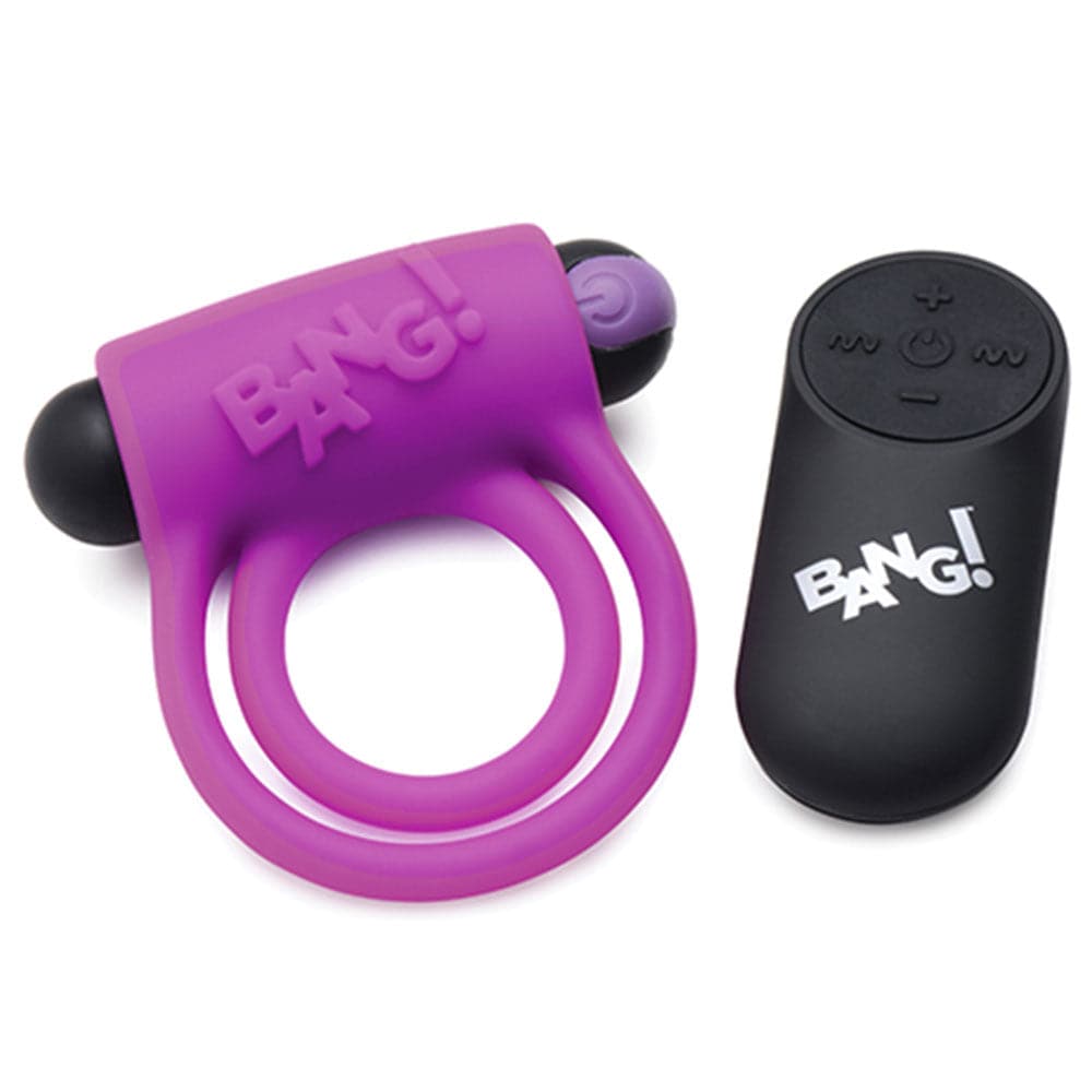 Bang! Vibrating Silicone Rechargeable C-Ring - Remote Control - Purple - RodeoH