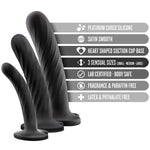 Blush Temptasia Twist Silicone Dildo Kit - Set of 3 - Black - RodeoH