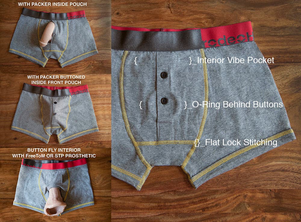 Button Fly Boxer Harness - Gray Marle - RodeoH