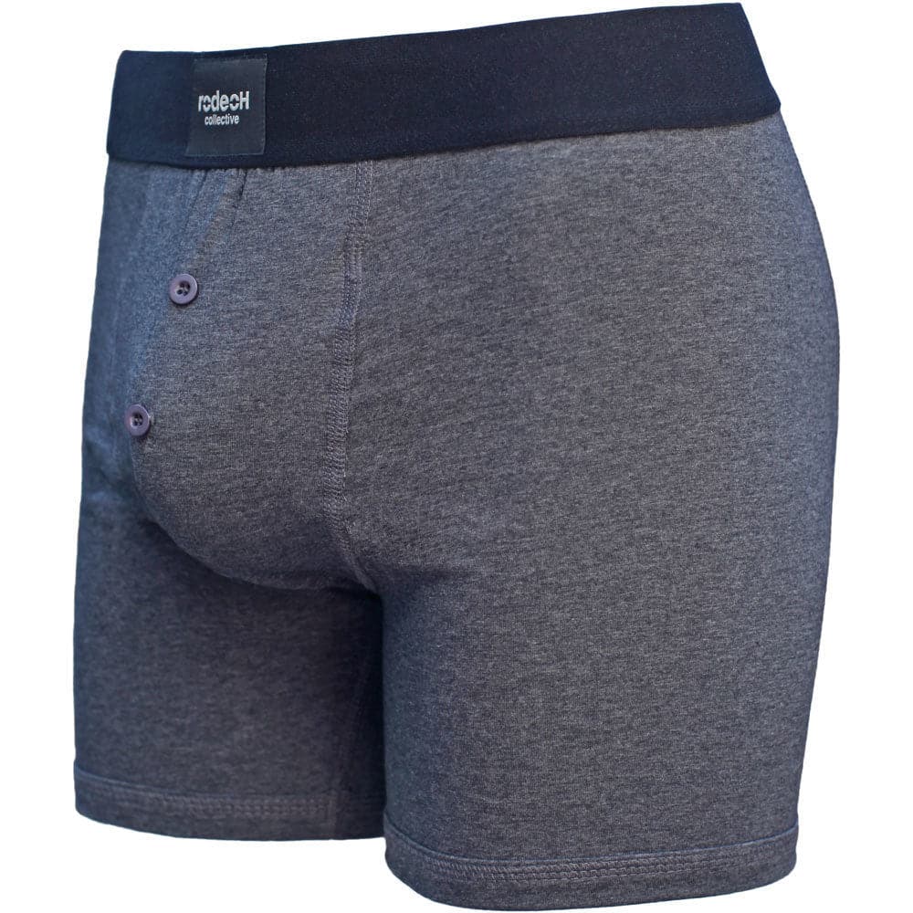 Button Fly Boxer Packing Underwear - Dark Gray Marle - RodeoH