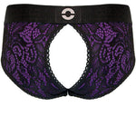 Crotchless Panty Harness - Black & Purple - RodeoH