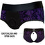 Crotchless Panty Harness - Black & Purple - RodeoH
