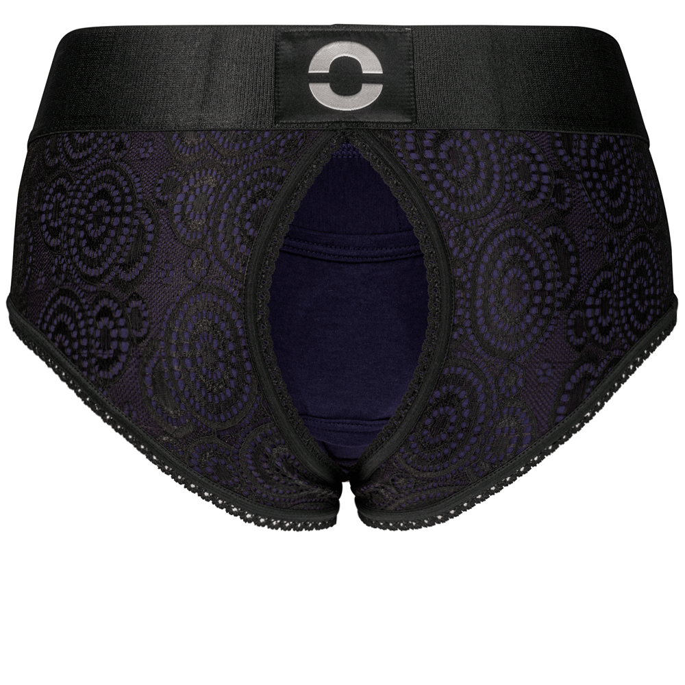 Crotchless Panty Harness - Black & Violet - RodeoH