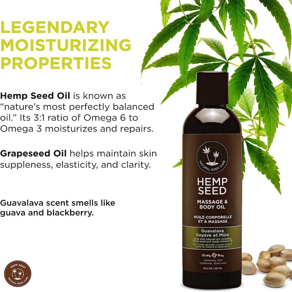 Earthly Body Hemp Seed Massage Oil - Guavalava - RodeoH
