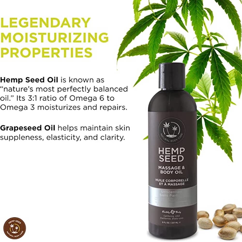 Earthly Body Hemp Seed Massage Oil - Unscented - RodeoH