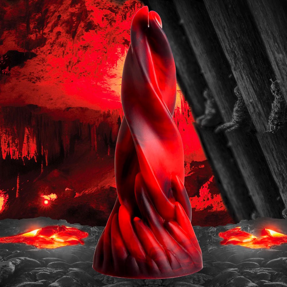 Fire Kiss Twisted Tongues Silicone Dildo - Red & Black - RodeoH