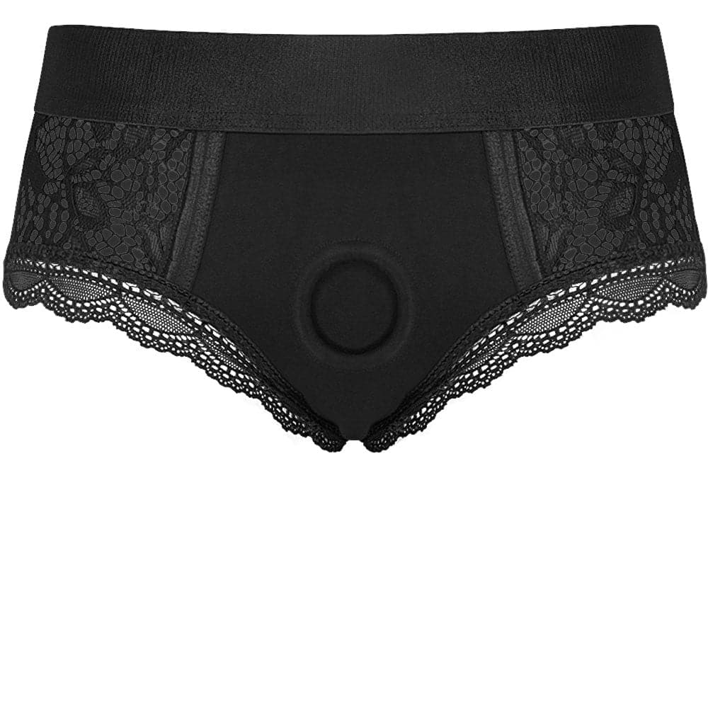 Floral Lace Panty Harness - Black - RodeoH