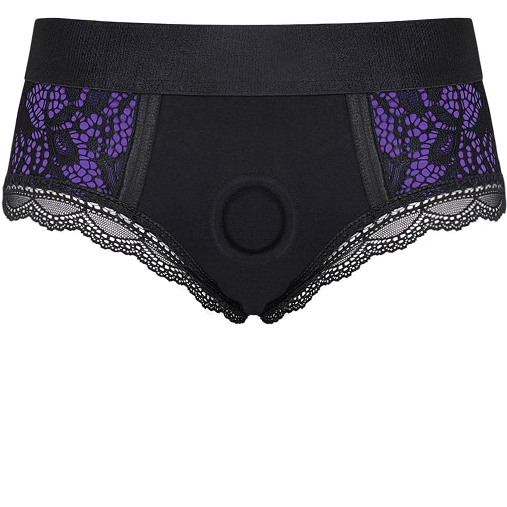 Floral Lace Panty Harness - Purple - RodeoH