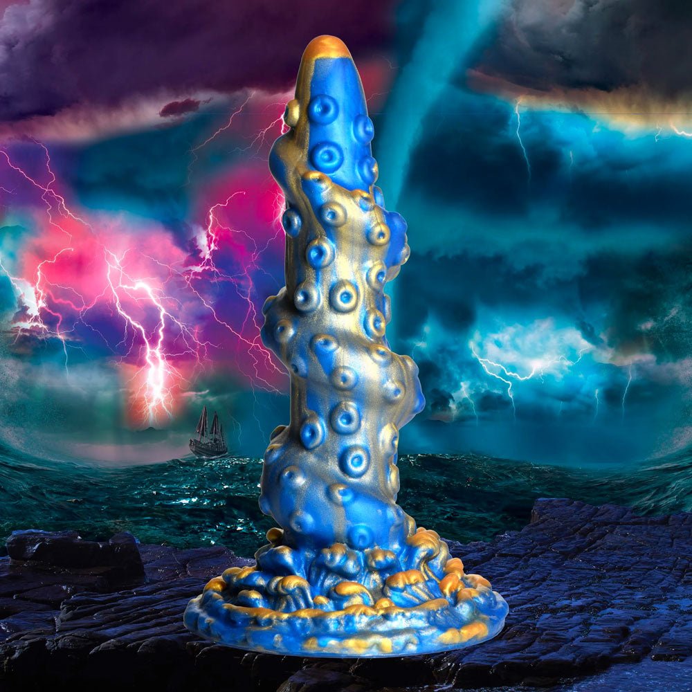 Lord Kraken Tentacled Silicone Dildo - Blue & Gold - RodeoH