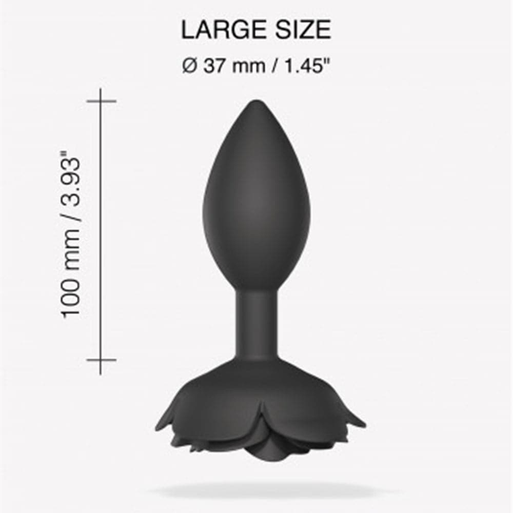 Lovely Planet Open Roses Silicone Anal Plug - Black Onyx - Large - RodeoH