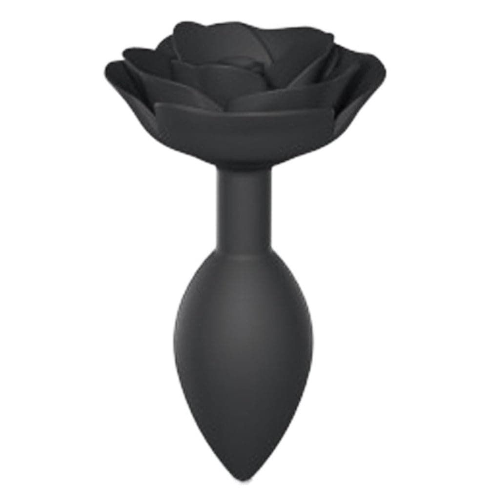 Lovely Planet Open Roses Silicone Anal Plug - Black Onyx - Large - RodeoH