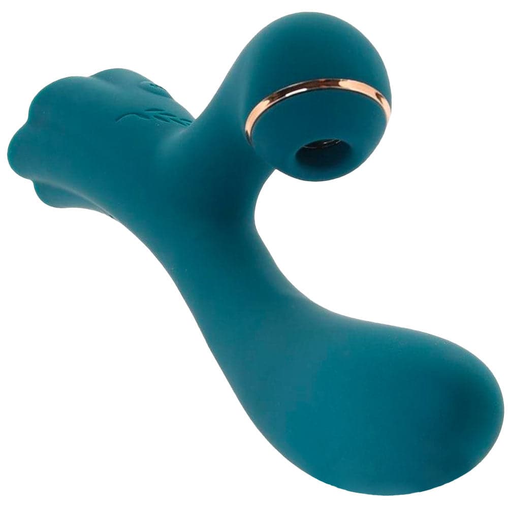 Luxe Aura Rechargeable Silicone Clitoral Stimulator - Teal - RodeoH