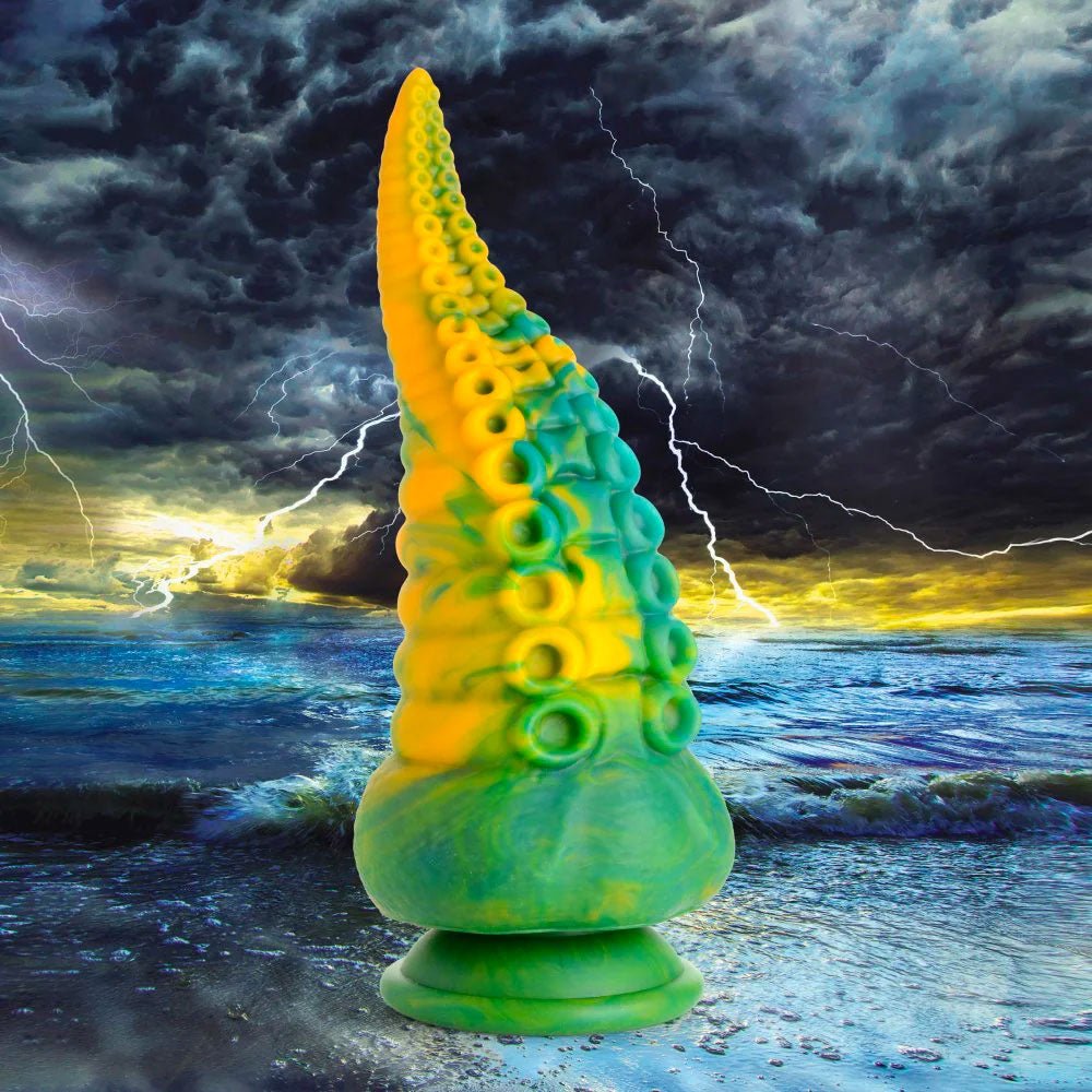 Monstropus Tentacled Monster Silicone Dildo - Green, Blue & Yellow - RodeoH