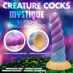 Mystique Silicone Unicorn Dildo - Orange, Blue & Purple - RodeoH